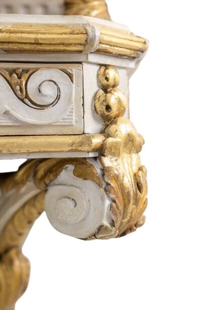 Louis XVI style gilded and lacquered wood console. Circa 1900.