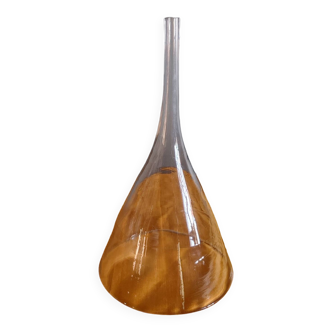 Large old laboratory funnel in blown glass - H 30.5 cm