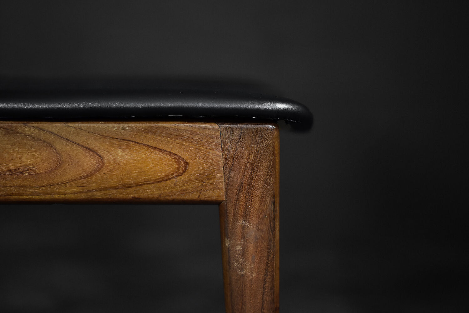 Vintage Mid-Century Modern Scandinavian Teak & Vinyl Dining Chairs, 1960s, Set of 4