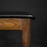 Vintage Mid-Century Modern Scandinavian Teak & Vinyl Dining Chairs, 1960s, Set of 4