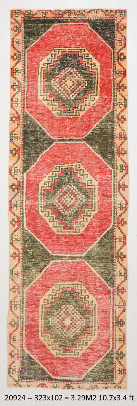 3x10 oriental geometric vintage runner rug,102x323cm