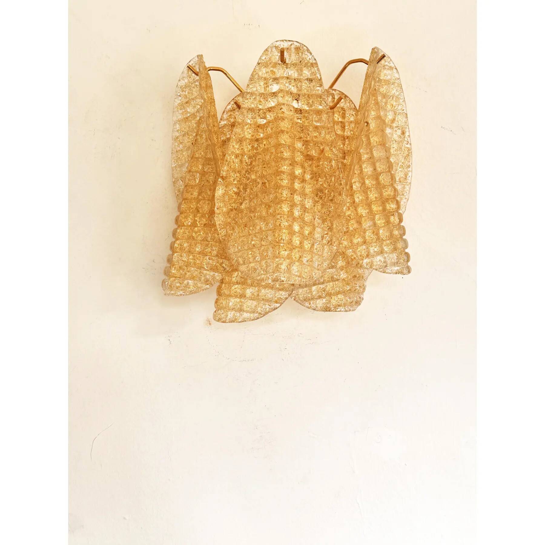 Contemporary Modern Gold "Granigli" "Rondini" Murano Glass Wall Sconces Set.