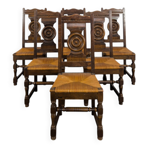 Série de 6 chaises brutalistes