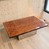 Coffee table in walnut magnifying glass forming bar by Paul Michel