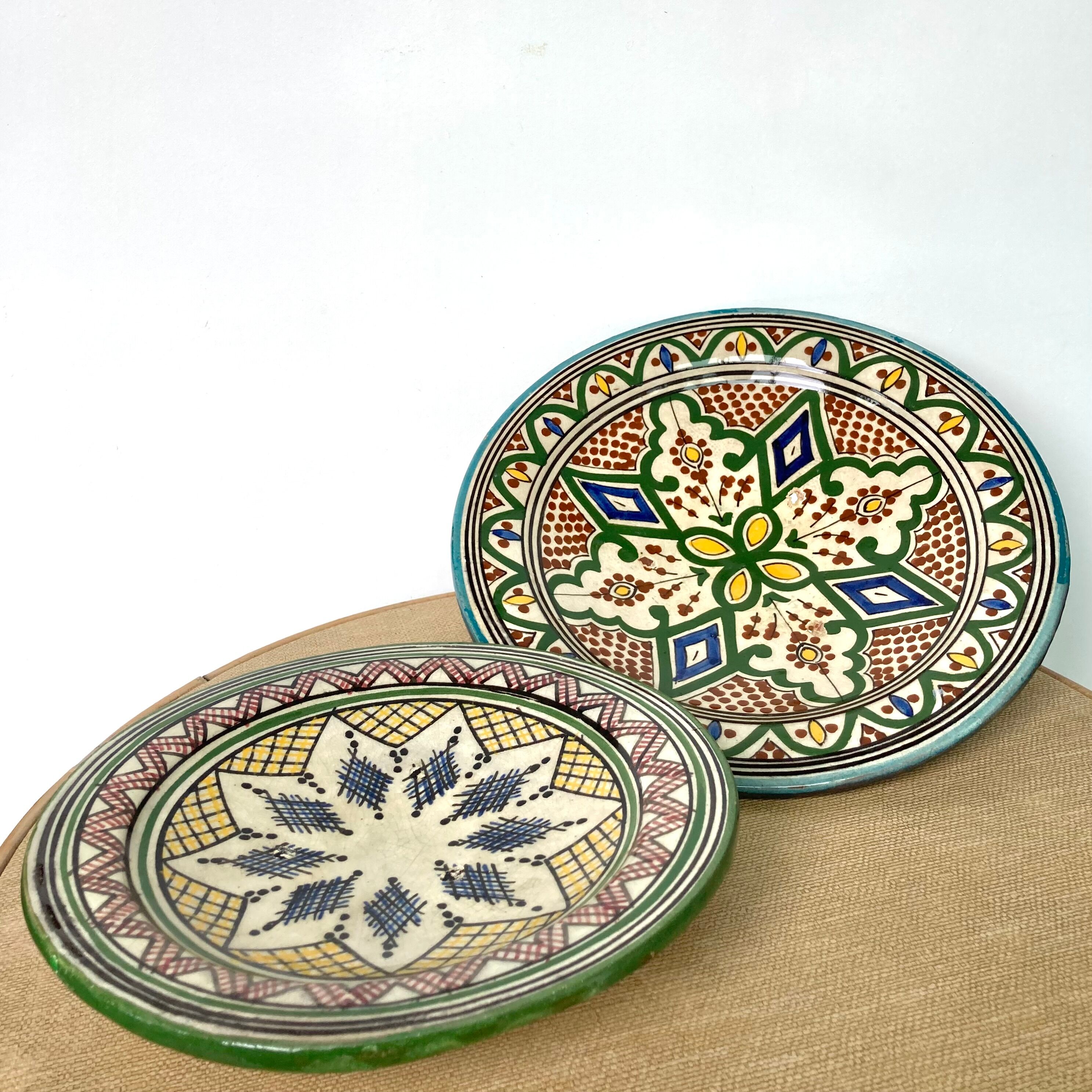 Vintage Safi ceramic cutting dish in Morocco