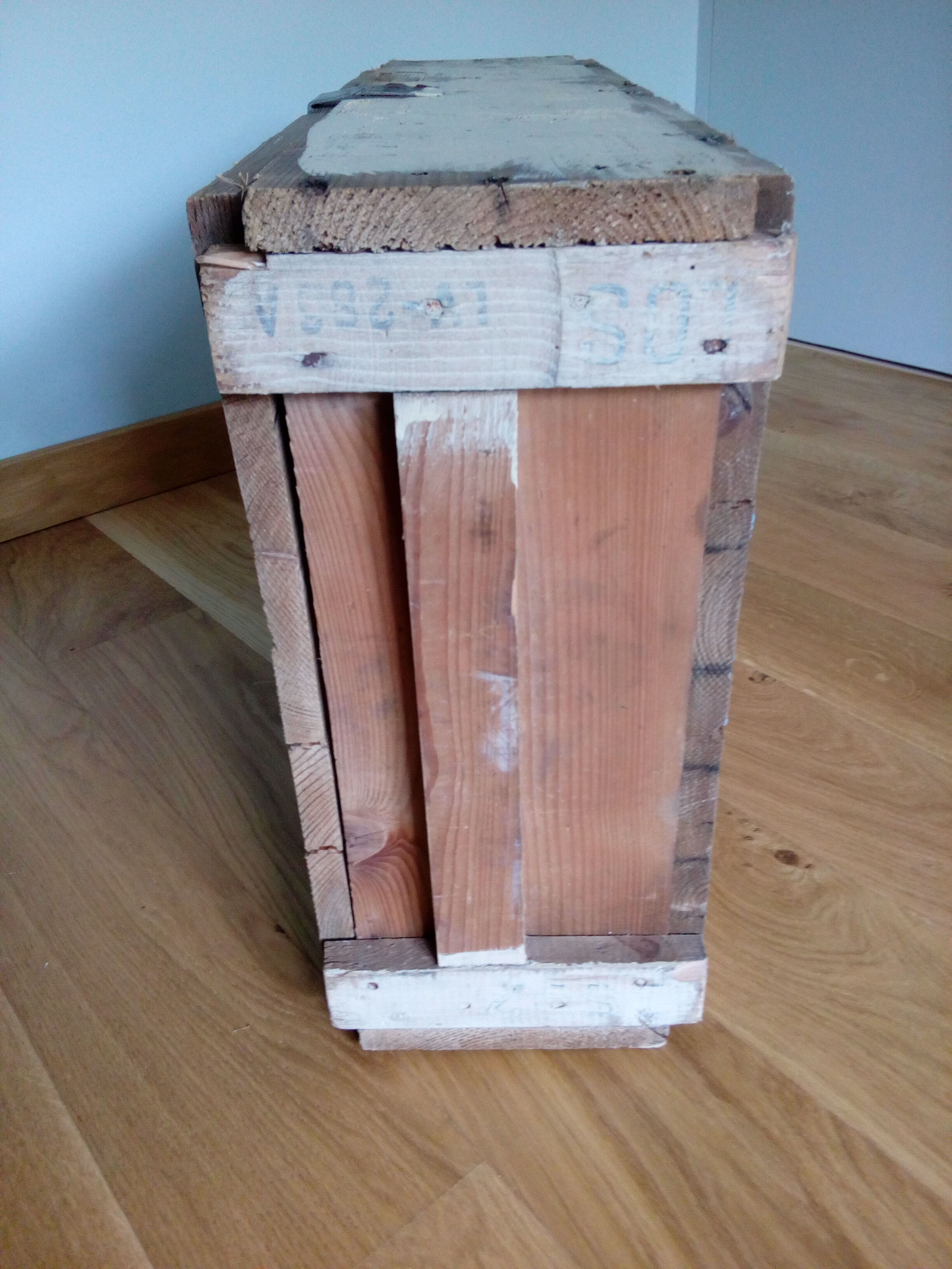 Industrial style wooden transport crate or chest
