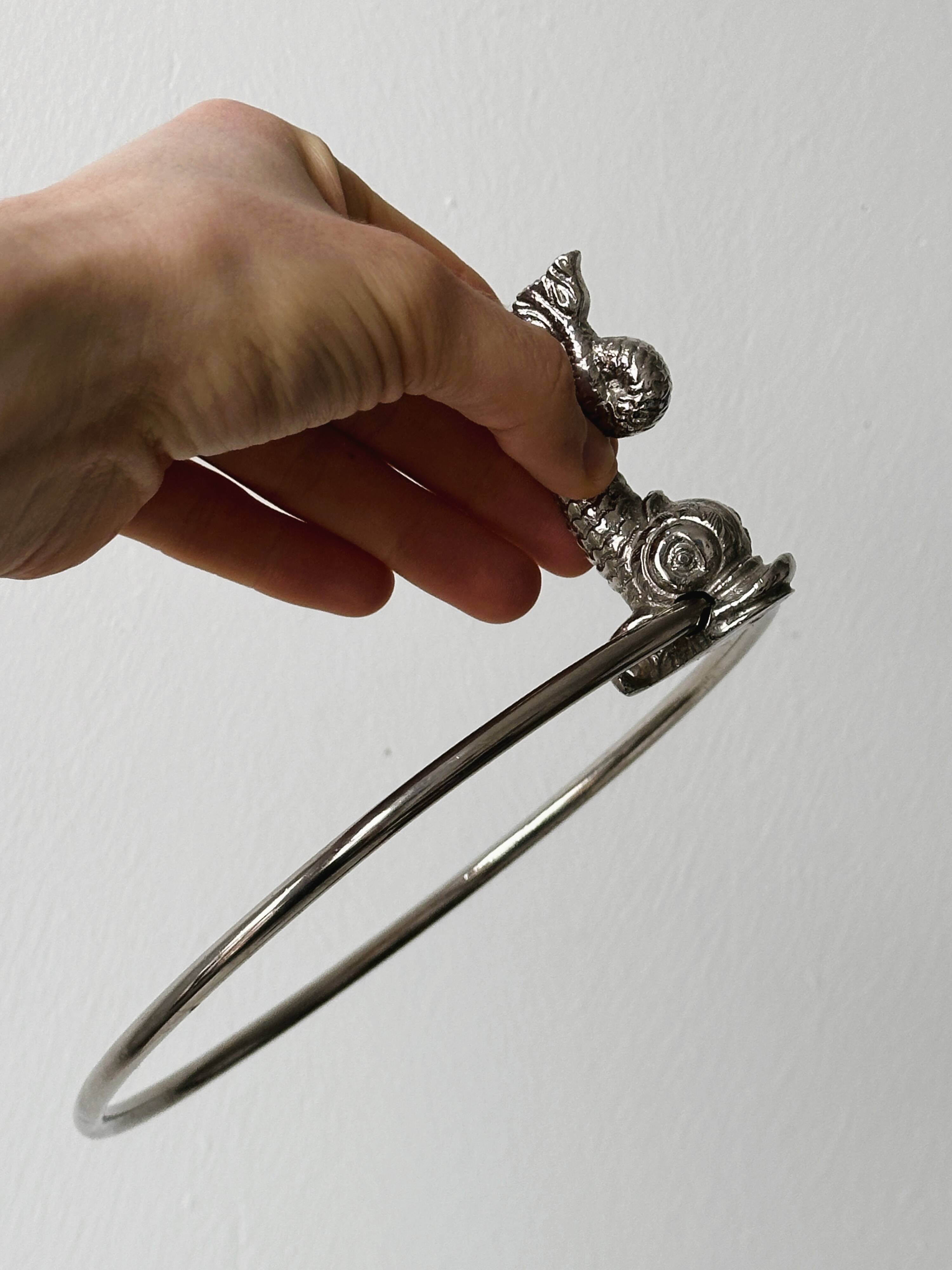 Vintage silver metal wall mounted soap dish and towel holder set