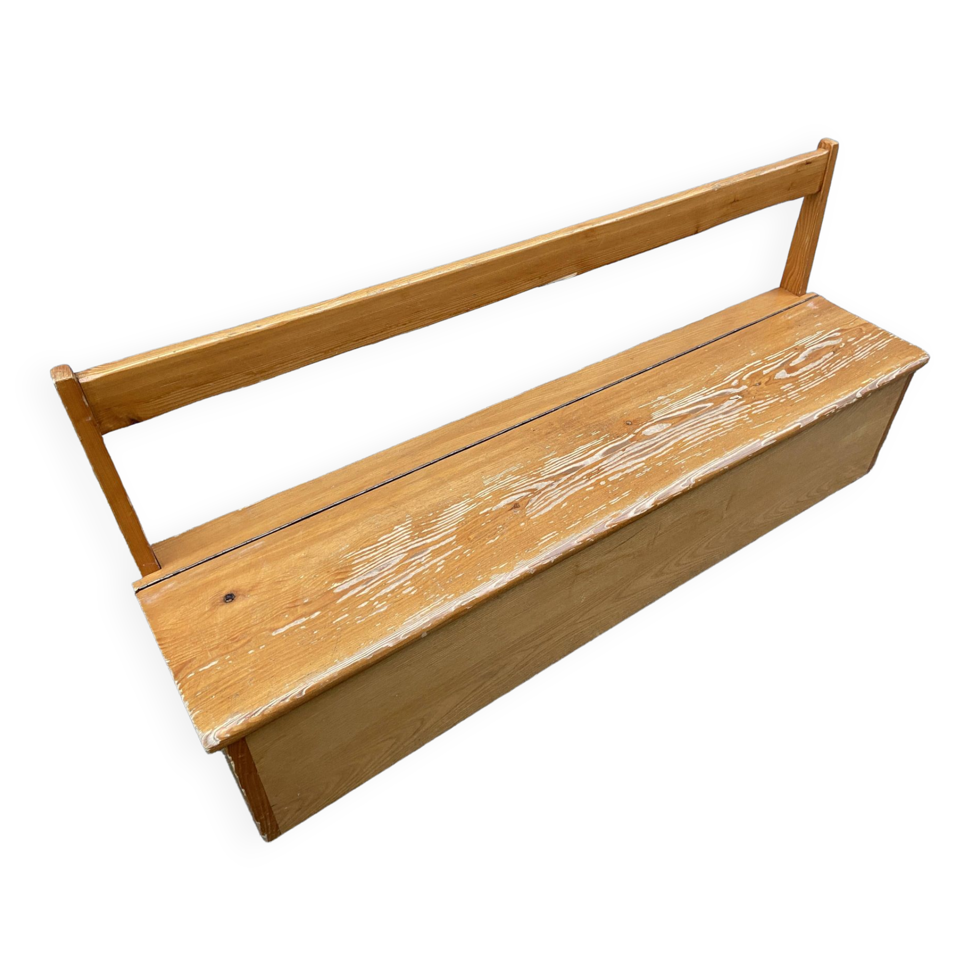 Vintage 1980s nursery school chest bench in french pine bench