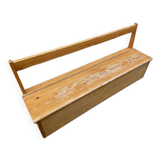 Vintage 1980s nursery school chest bench in french pine bench