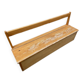 Banc coffre d'école maternelle vintage 1980s en pin french bench