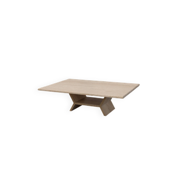 Sculptural geometric rectangular travertine coffee, Italy 1960s