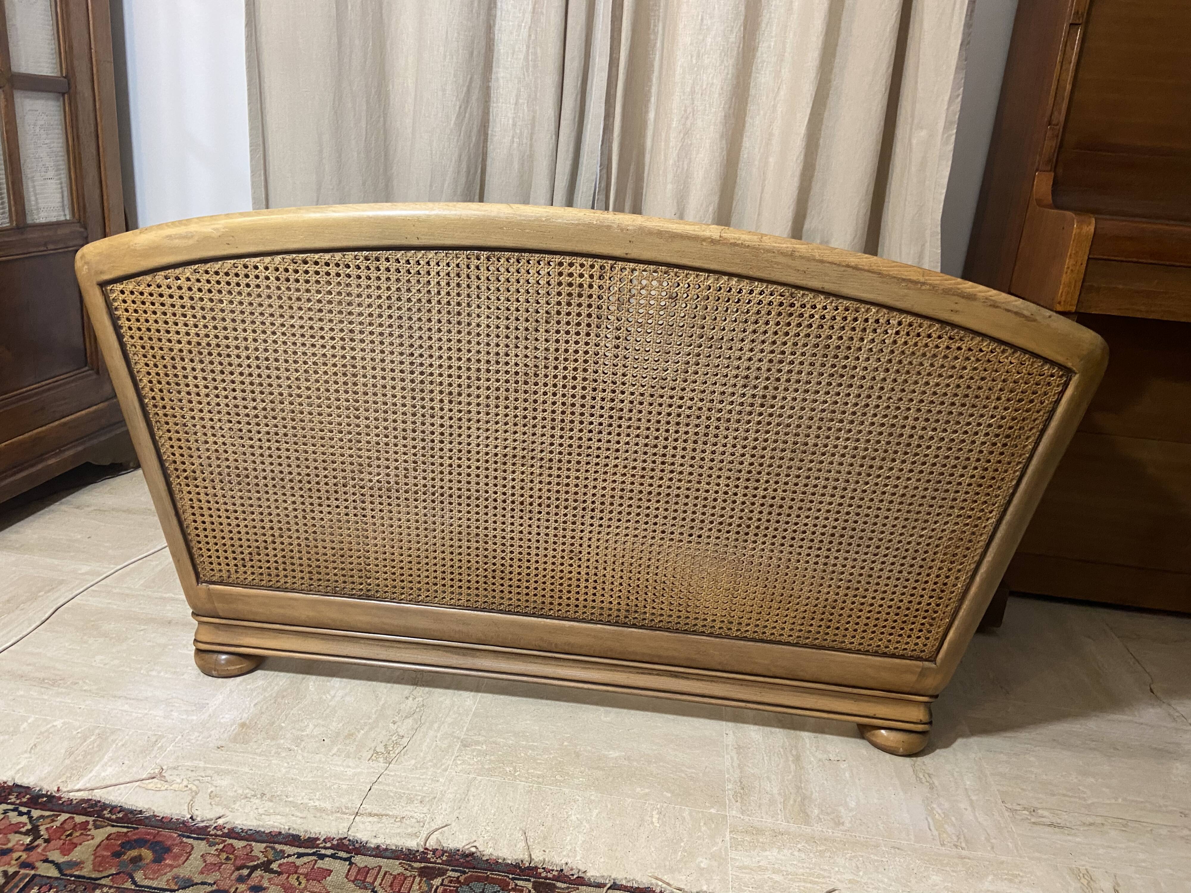 Vintage sofa in cannage and wood 1960