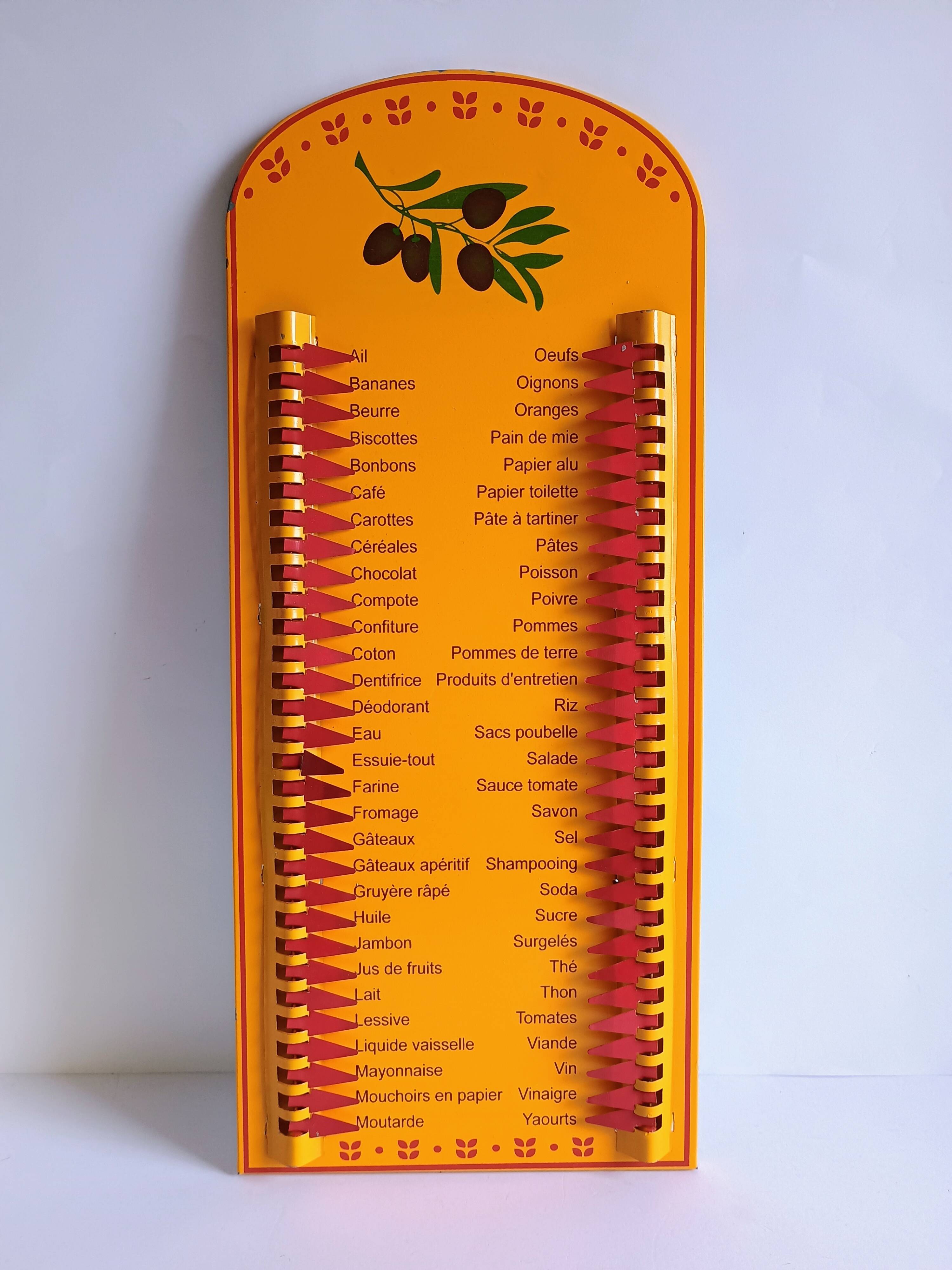 Vintage Provençal sheet metal commission list organizer