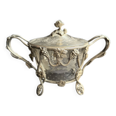 Sugar bowl/Candy bowl – Engraved crystal and silver metal