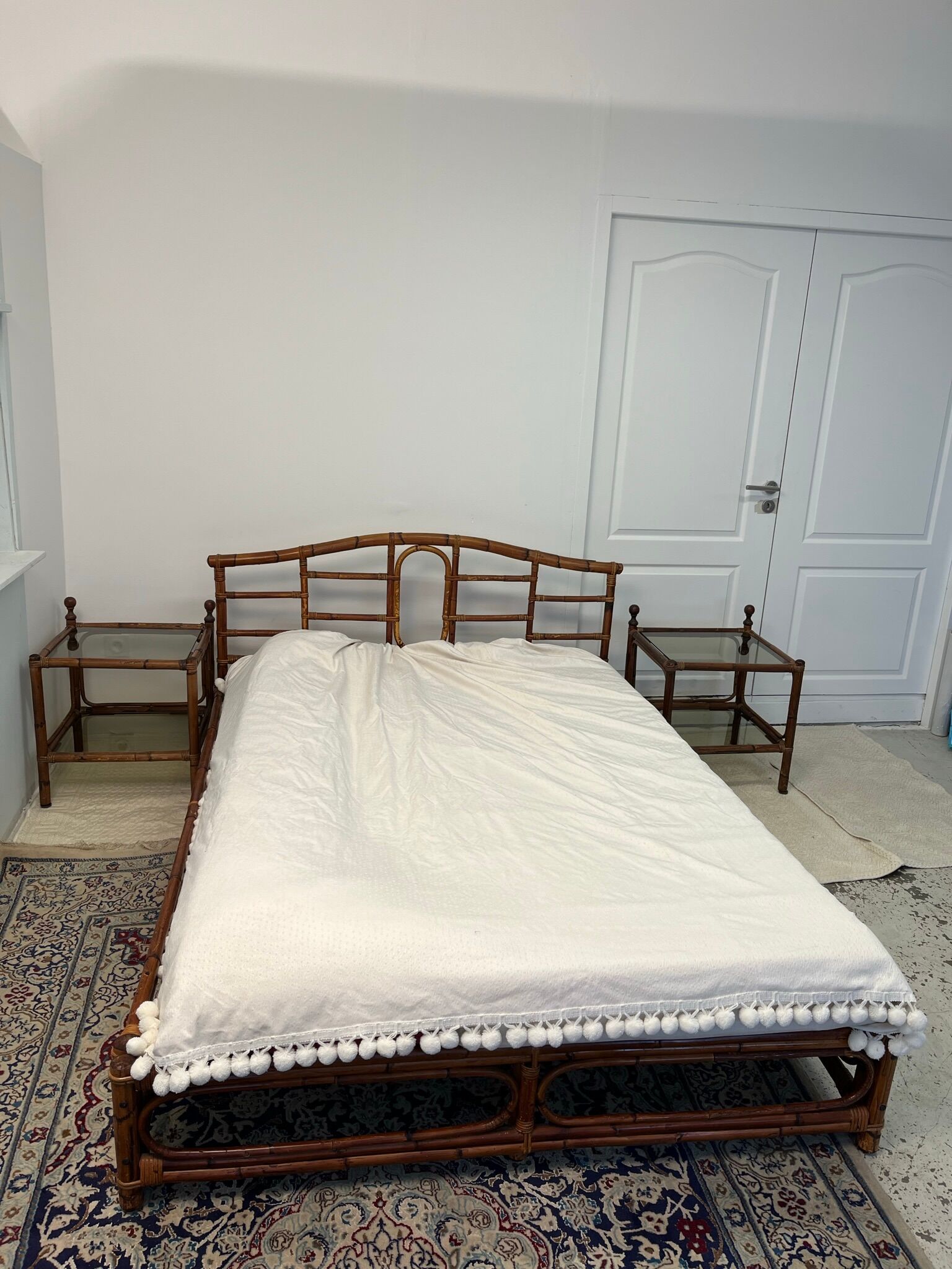 1970s vintage rattan bed