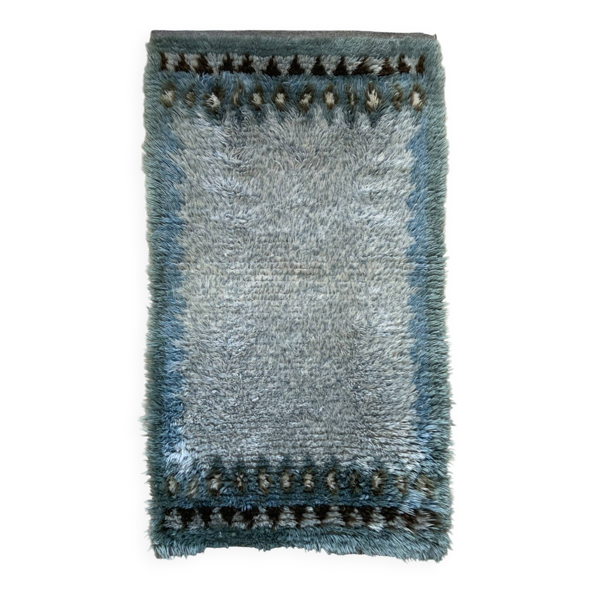 Tapis Rya vintage en laine suédoise, tissé à la main et signé S.L., années 1960