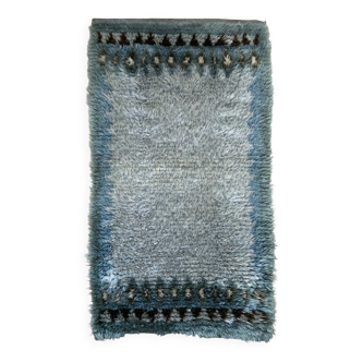 Tapis Rya vintage en laine suédoise, tissé à la main et signé S.L., années 1960