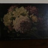 Oil on wood 19th century cut flowers