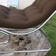 Chair tubular in Brown velvet of the 1970s