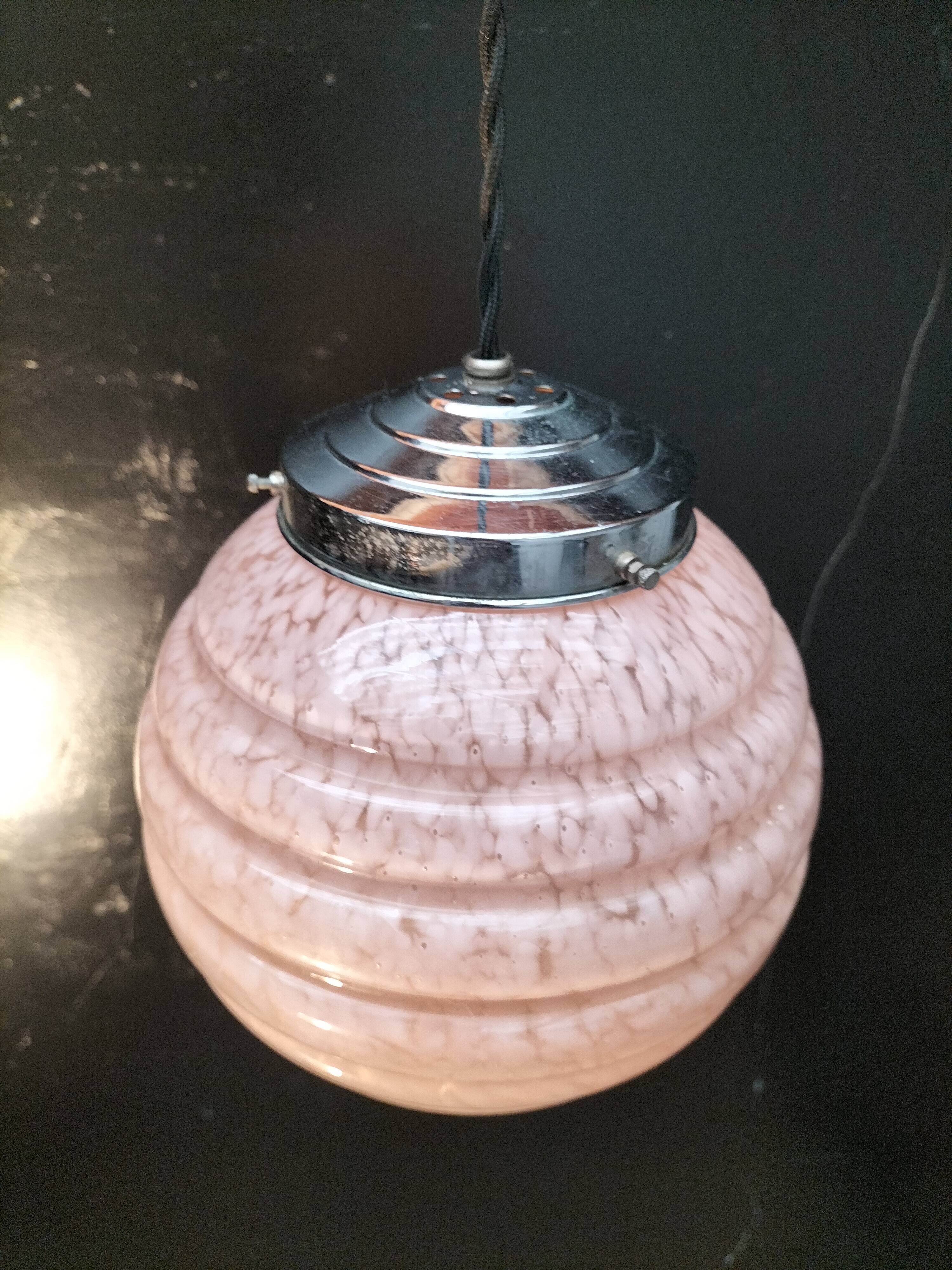 pink opaline pendant light