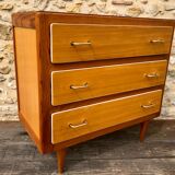 Vintage blond wood chest of drawers, circa 60s