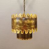 Brutalist hanging lamp, type 6399 in oxidised brass by Svend Aage Holm Sørensen Denmark