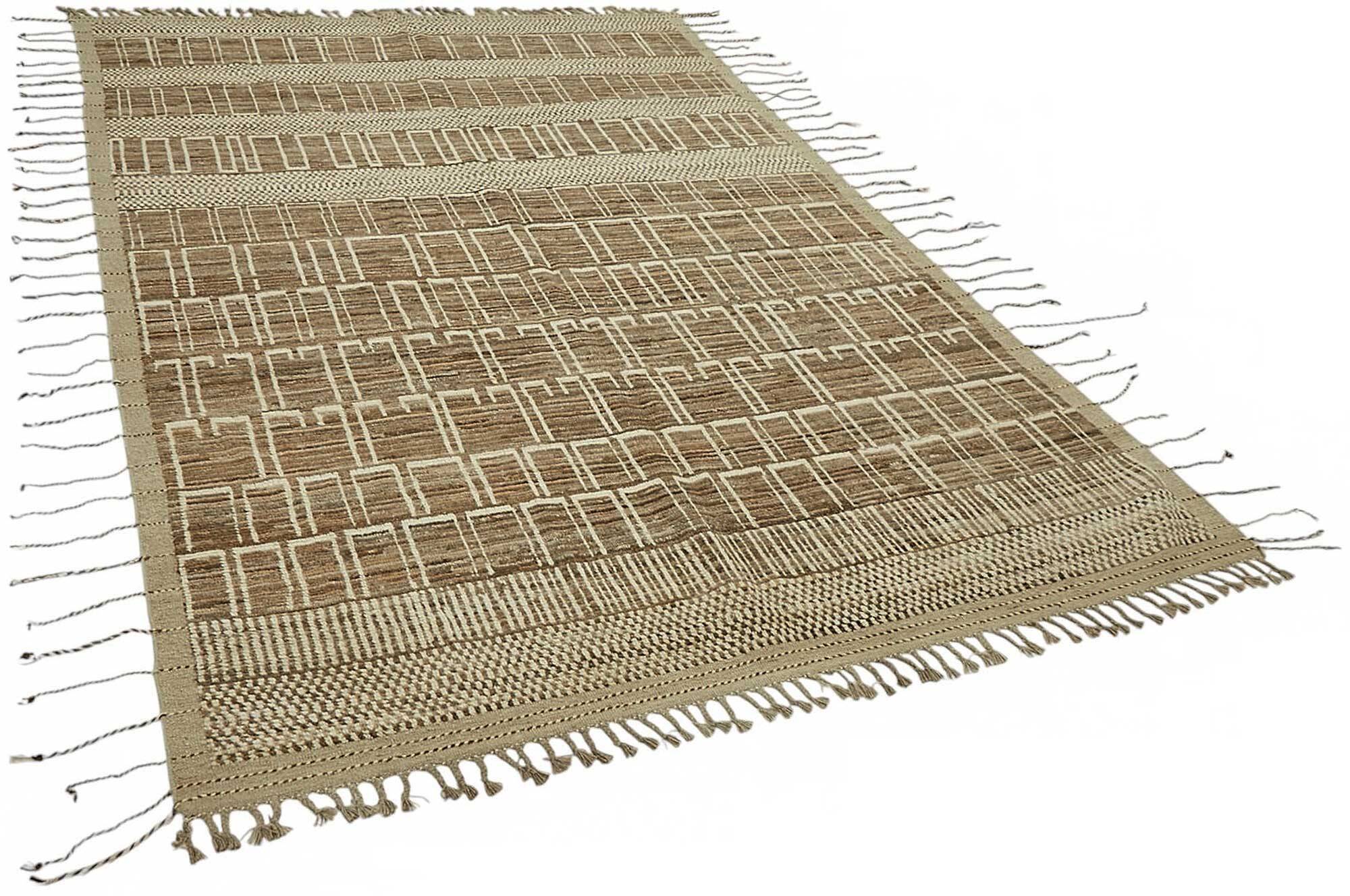 Tapis turc unique fait main en laine beige, 203 cm x 295 cm