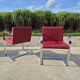 Set 4 - red chrome Brno armchair flat bar- Ludwig Mies vd Rohe bauhaus