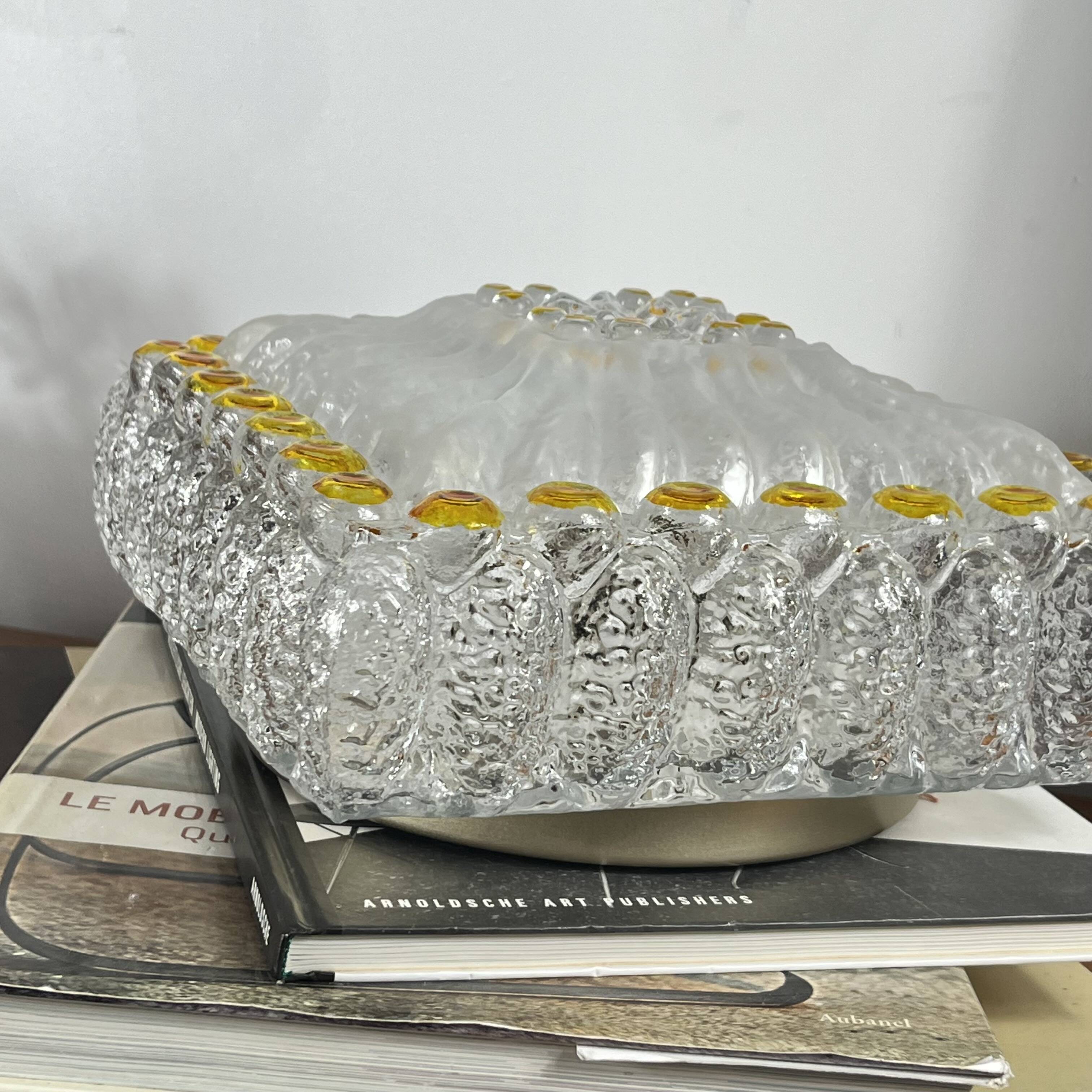 Square wall light or ceiling light in Murano or Limburg glass.