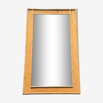 Miroir rectangulaire en bambou c.1980, 142x81 cm