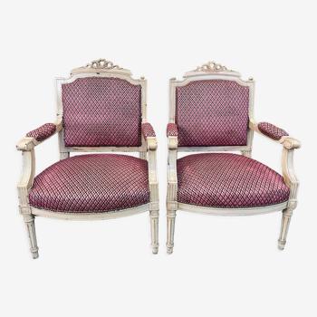 Paire de fauteuils de style Louis XVI