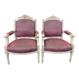 Pair of Louis XVI style armchairs