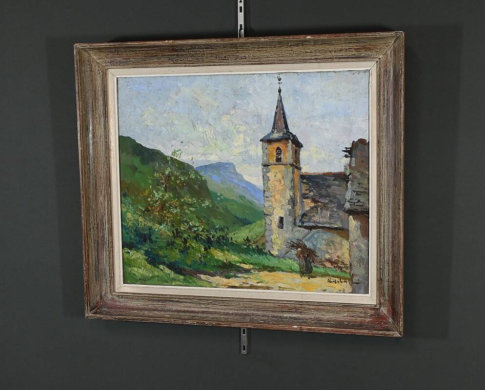 Oil on Canvas "The Bell Tower" – Late 19th Century