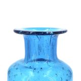Blue bubbled glass carafe from Portieux, 1970s
