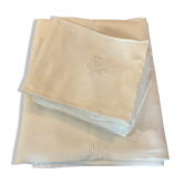 Nappe et 12 serviettes tissus damassé brodé JC