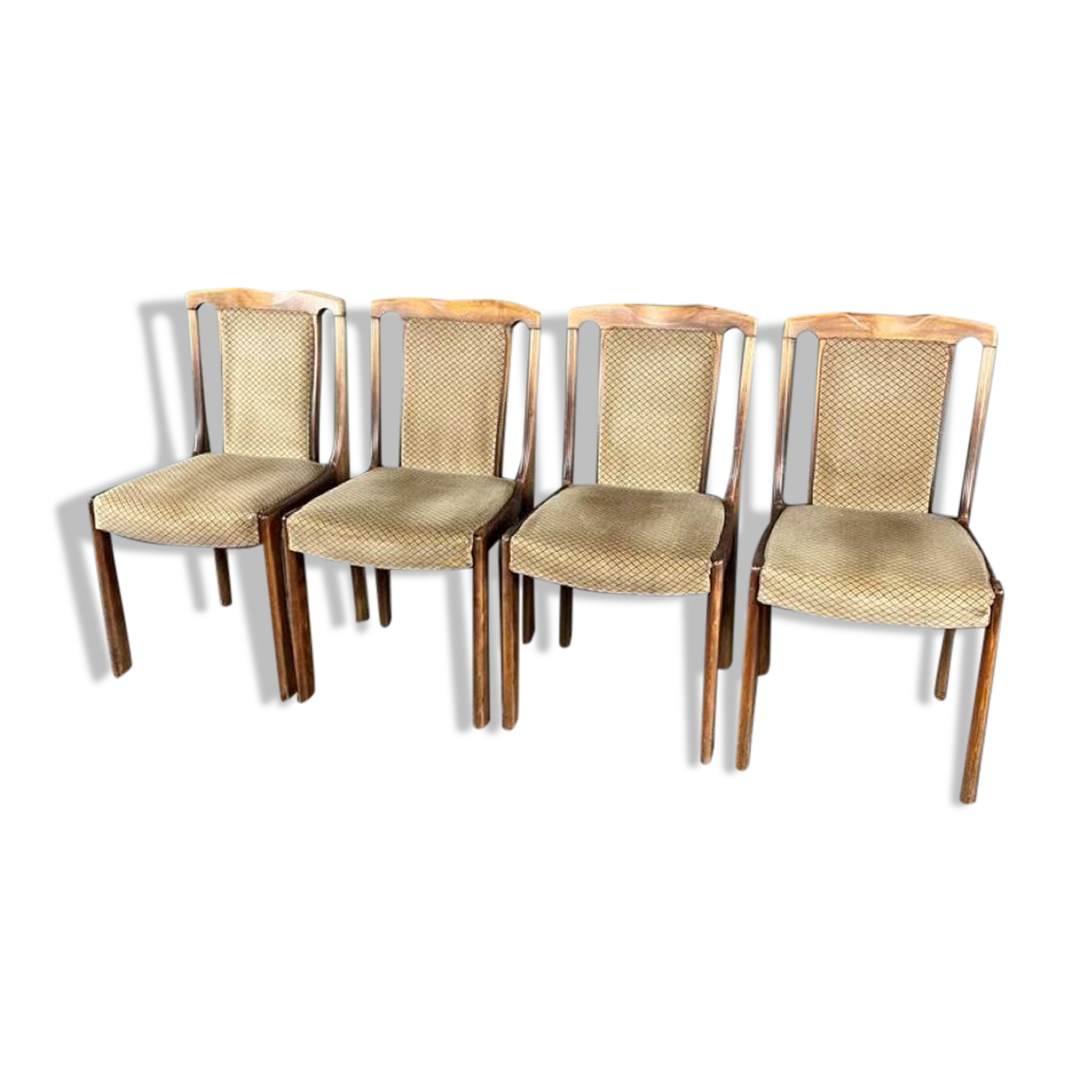 Set of 4 vintage wooden dining chairs 60s