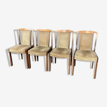 Set of 4 vintage wooden dining chairs 60s