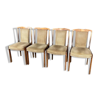 Set of 4 vintage wooden dining chairs 60s