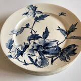 Set of 6 plates poppies faience of Gien 19th decoration Summer