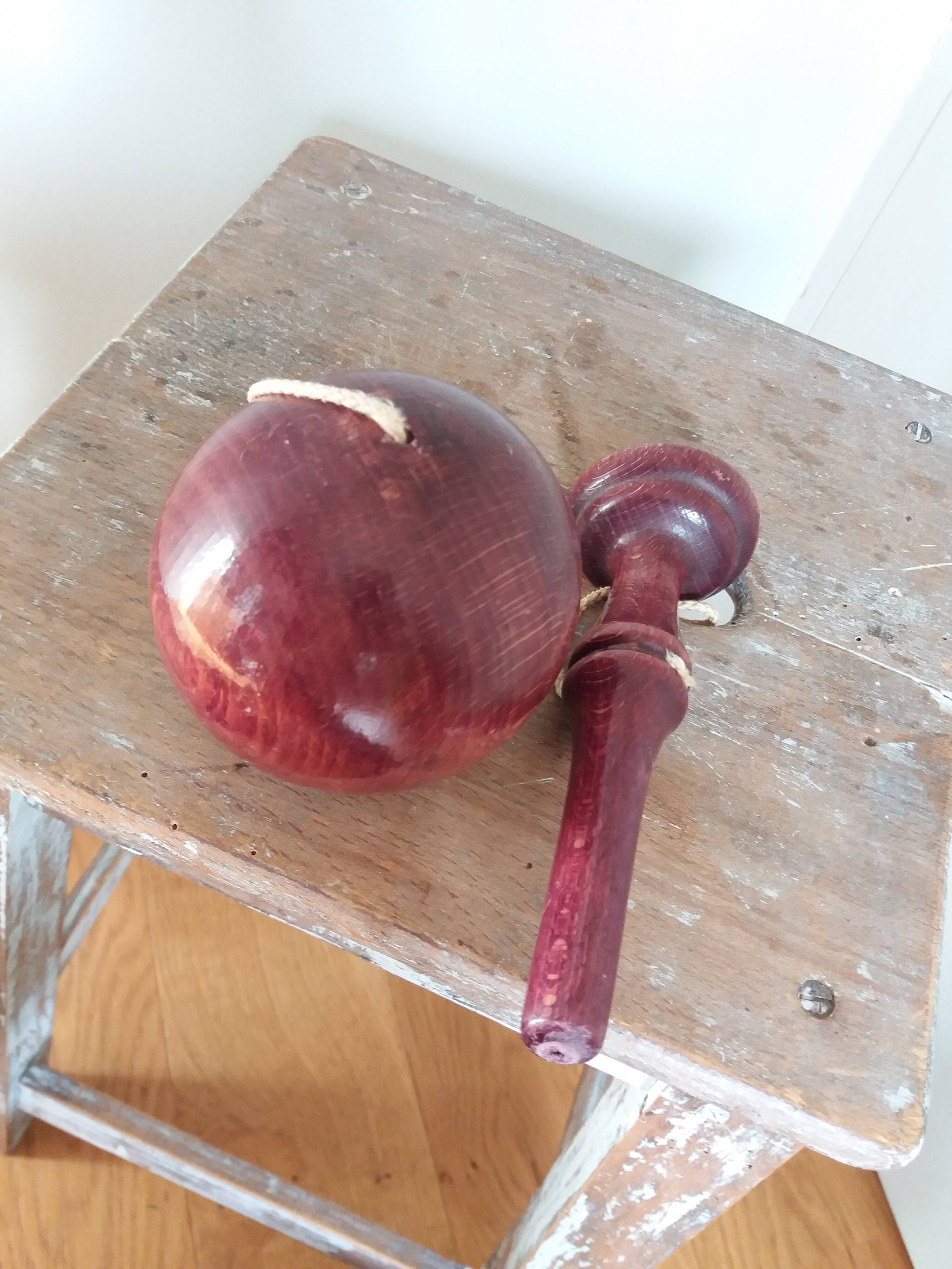 Old bilboquet stained wood plum purple