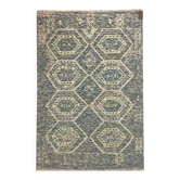 Tapis Kilim géométrique, tapis contemporain en laine beige bleu 195 x 128 cm