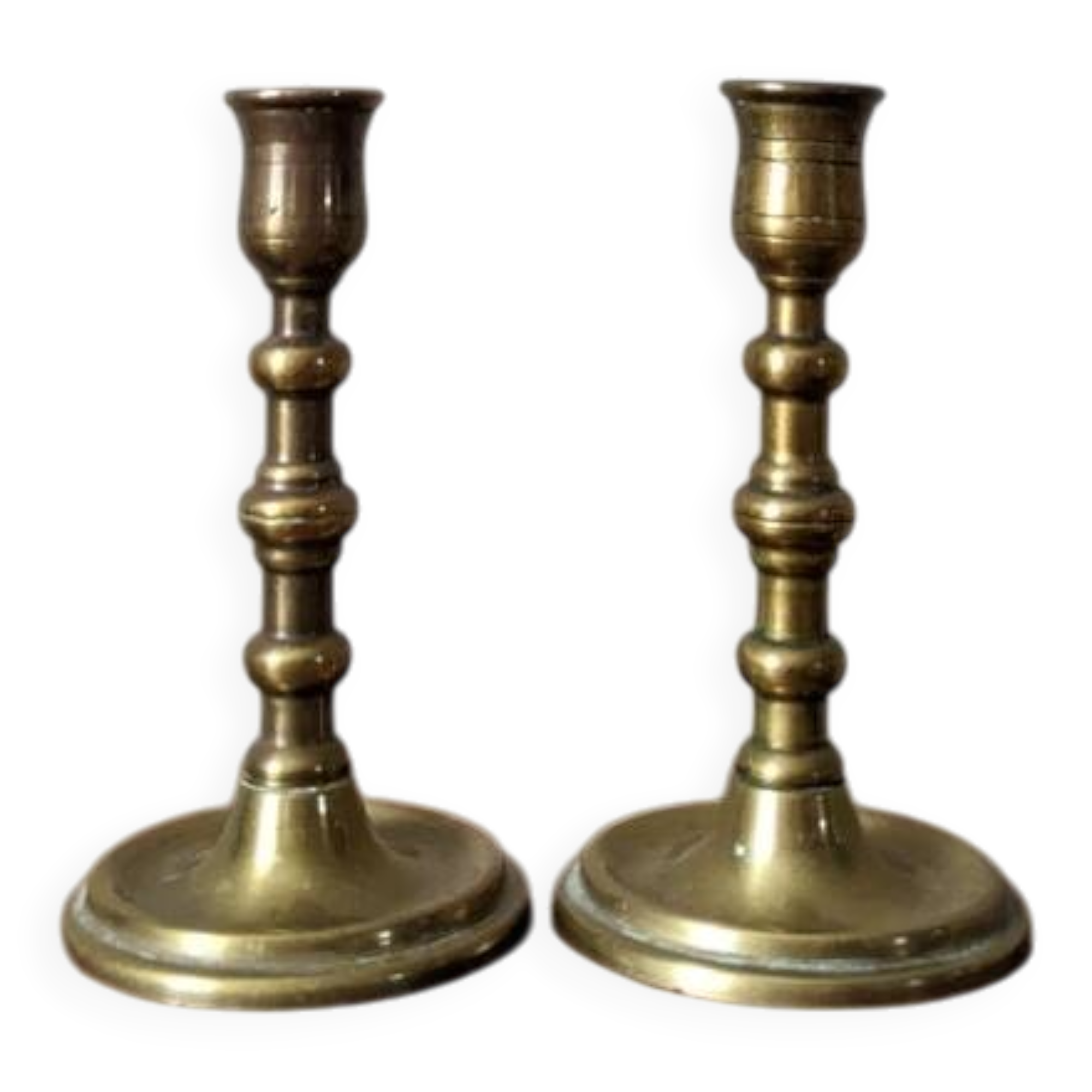 Pair of brass candlesticks, Scandinavian country decor