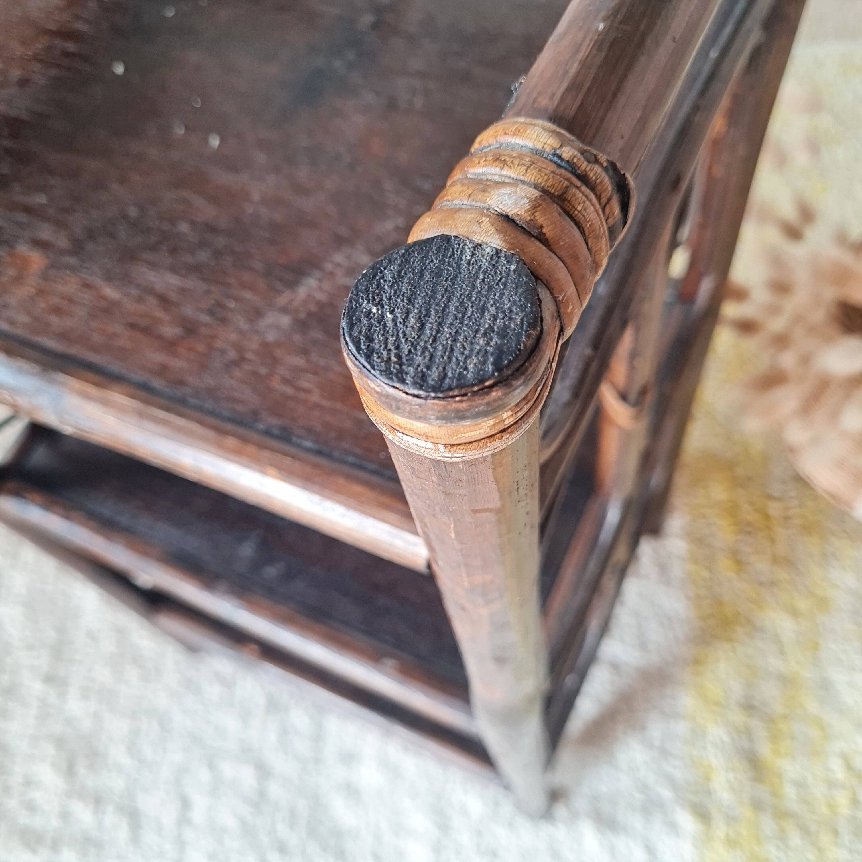 Small antique library in varnished dark oak rattan.