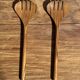 Salad server or large oval split teak spoon. L18 D8.5