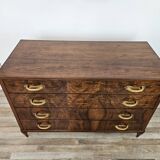 Art Decò chest of drawers in walnut burl with four drawers