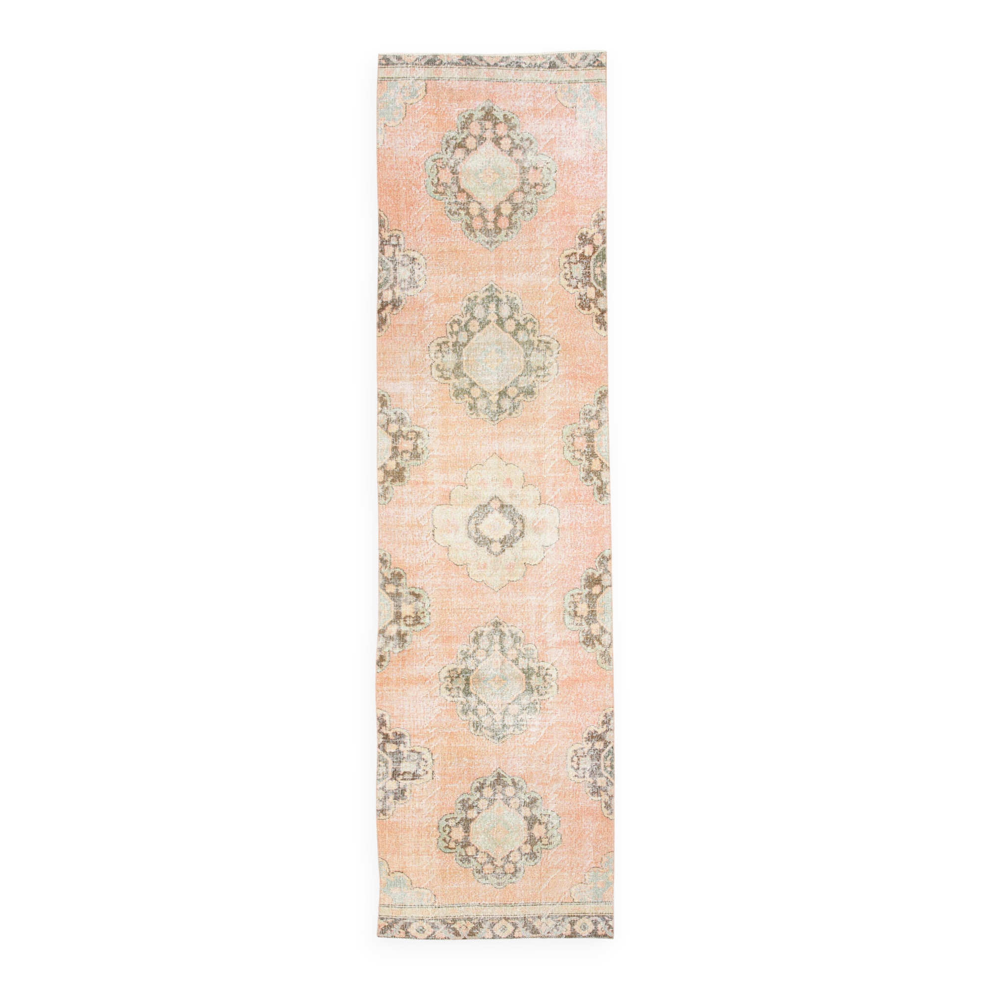 3x12 Vintage Blush Pink Classic Persian Runner Rug, 90x358Cm