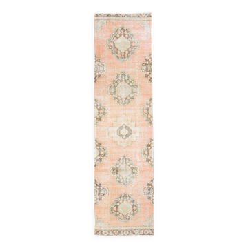 3x12 Vintage Blush Pink Classic Persian Runner Rug, 90x358Cm