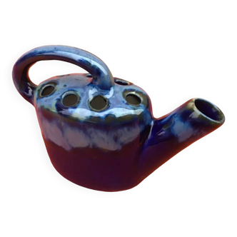 Vase années 1950 / pique fleurs forme arrosoir grès flammé