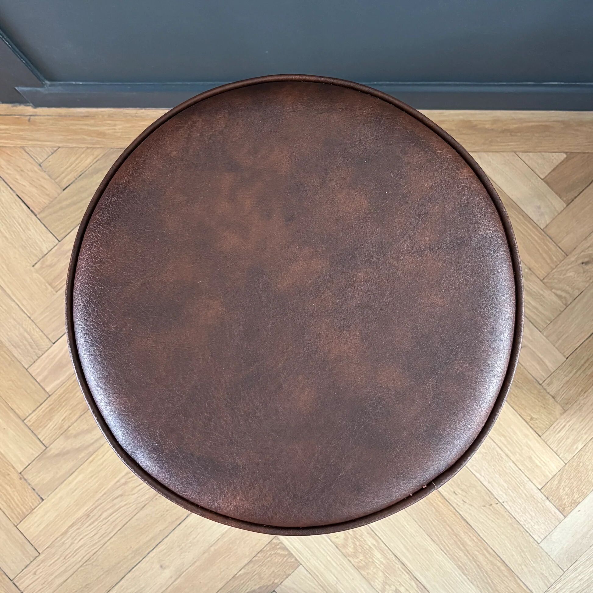 Vintage brown faux leather stool