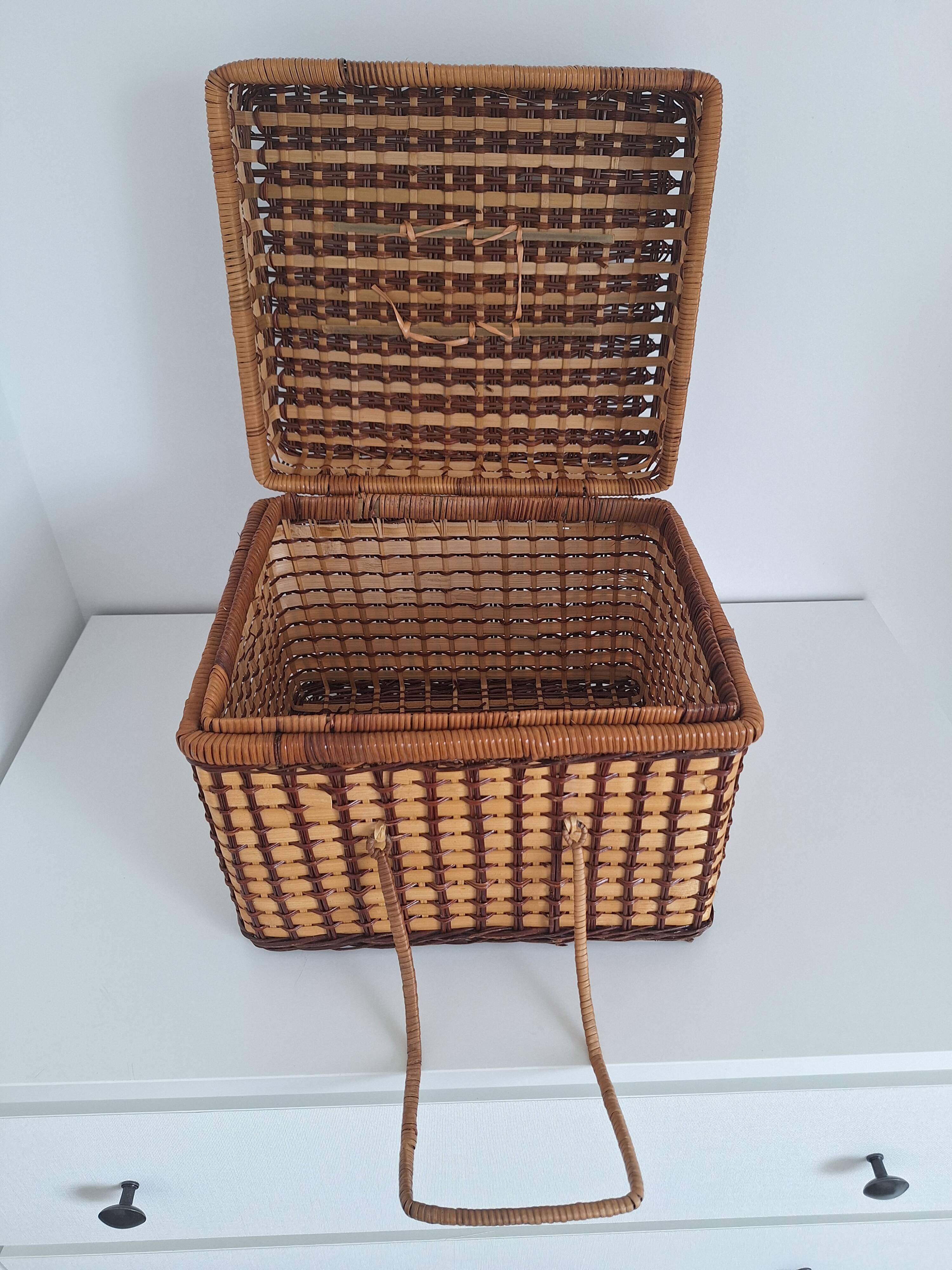 Vintage wicker suitcase